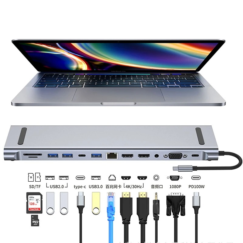 USB C 3.0 HUB نوع C إلى متعدد  - مراجعة 4 Hdmi Multi Monitor Video Card 4K وسعره